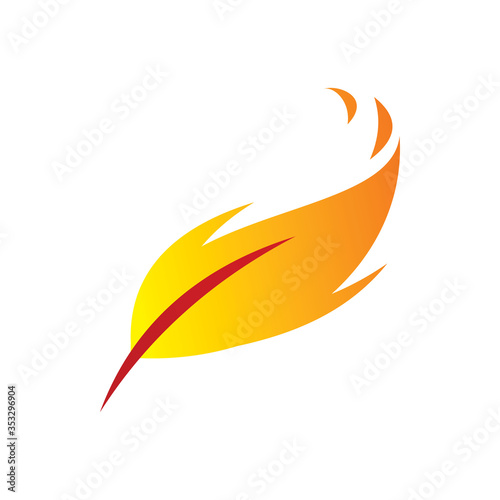 fire flame feather motion logo design