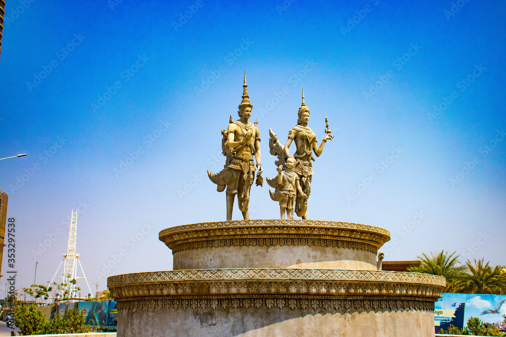 A beautiful view of Royal statues at Phnom Penh, Cambodia. A beautiful view of Royal statues at Phnom Penh, Cambodia.