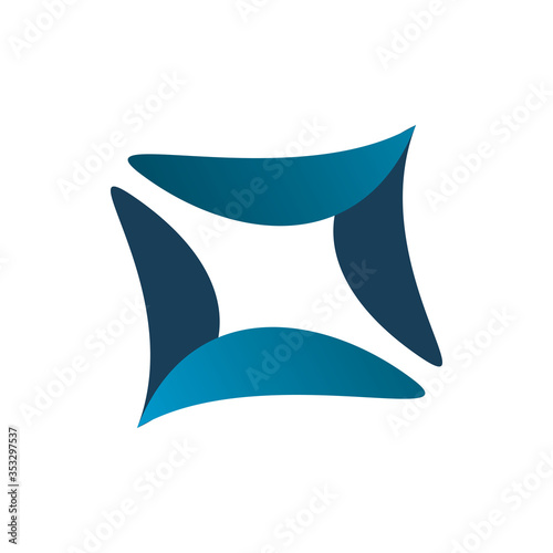 blue square arrow corner frame logo design