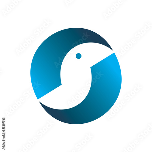 circle blue color bird logo design