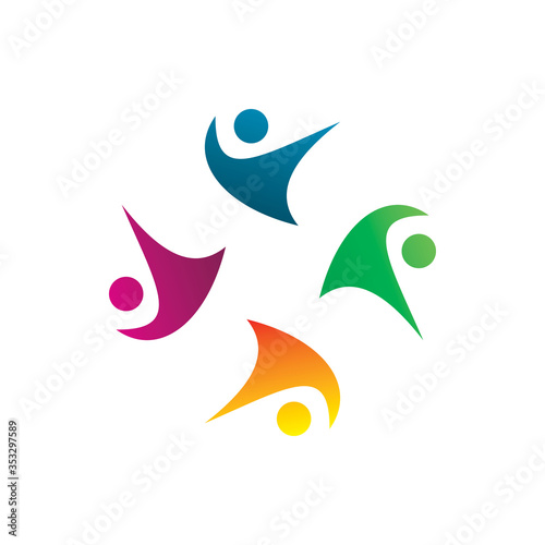 creative full color spin people group logo design