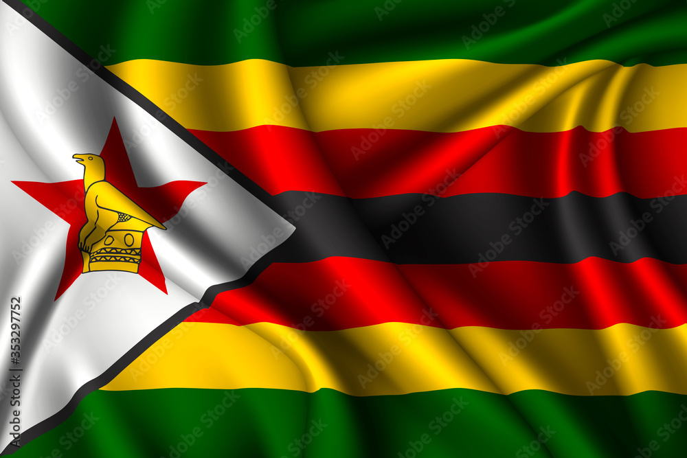 Obraz premium Zinbabwe national flag of silk.