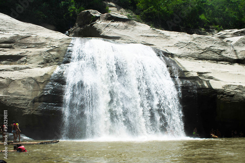 The Tangadan Falls located at La Union Pangasinan in the Philippines. Scenic Waterfalls in the Philippines.