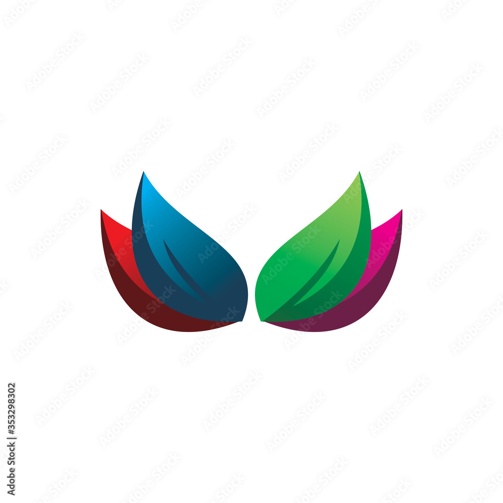creative color nature leaf logo design
