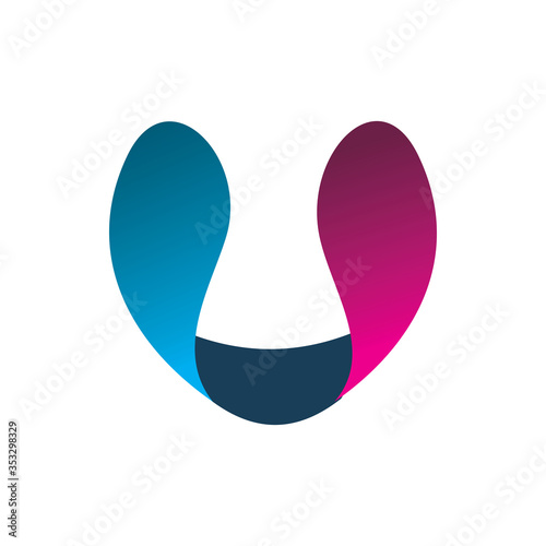 full color fluid letter u logo design