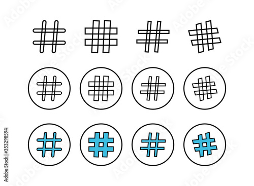 set of Hashtag icons. hashtag icon vector