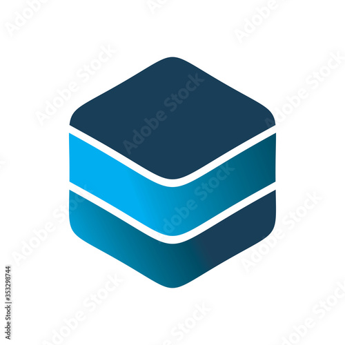 hexagon blue strip cube color logo design