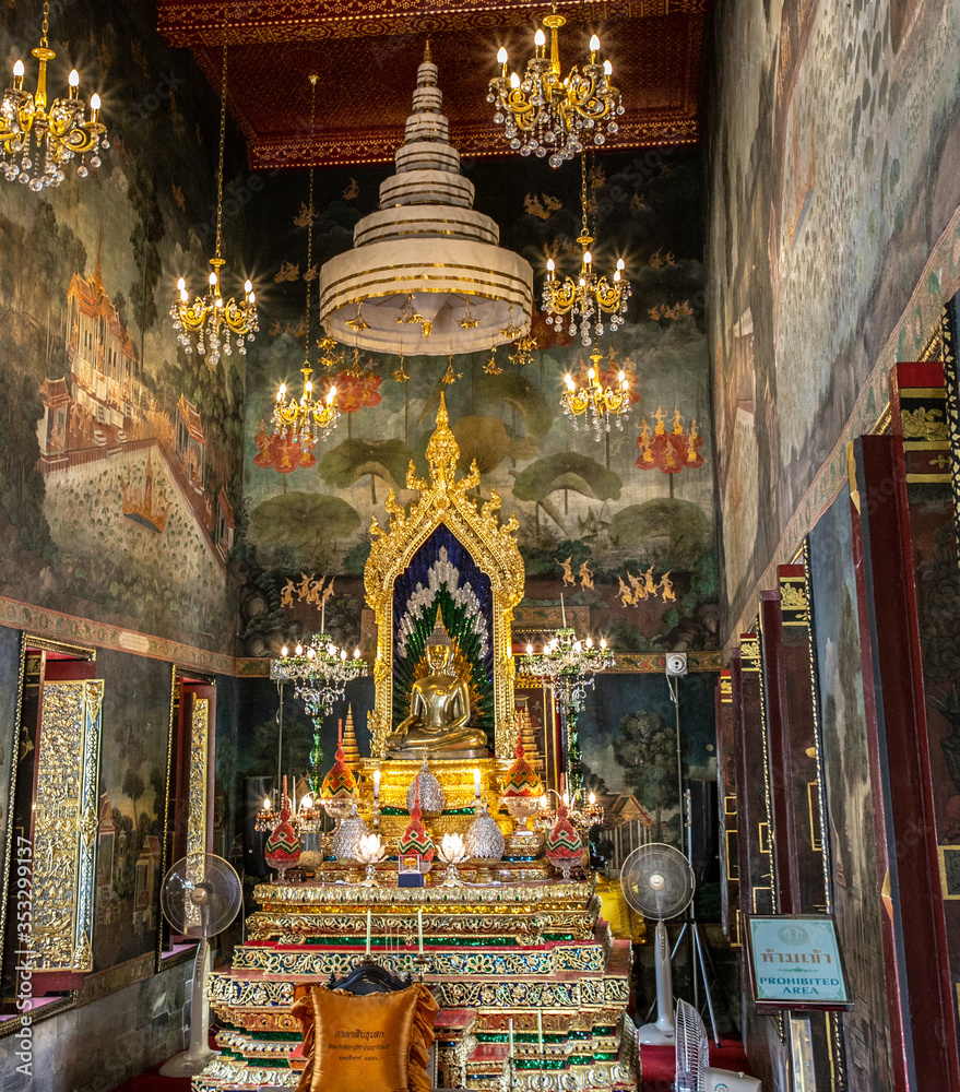 interior view of Wat Pathum Wanaram Temple in Bangkok, Thailand