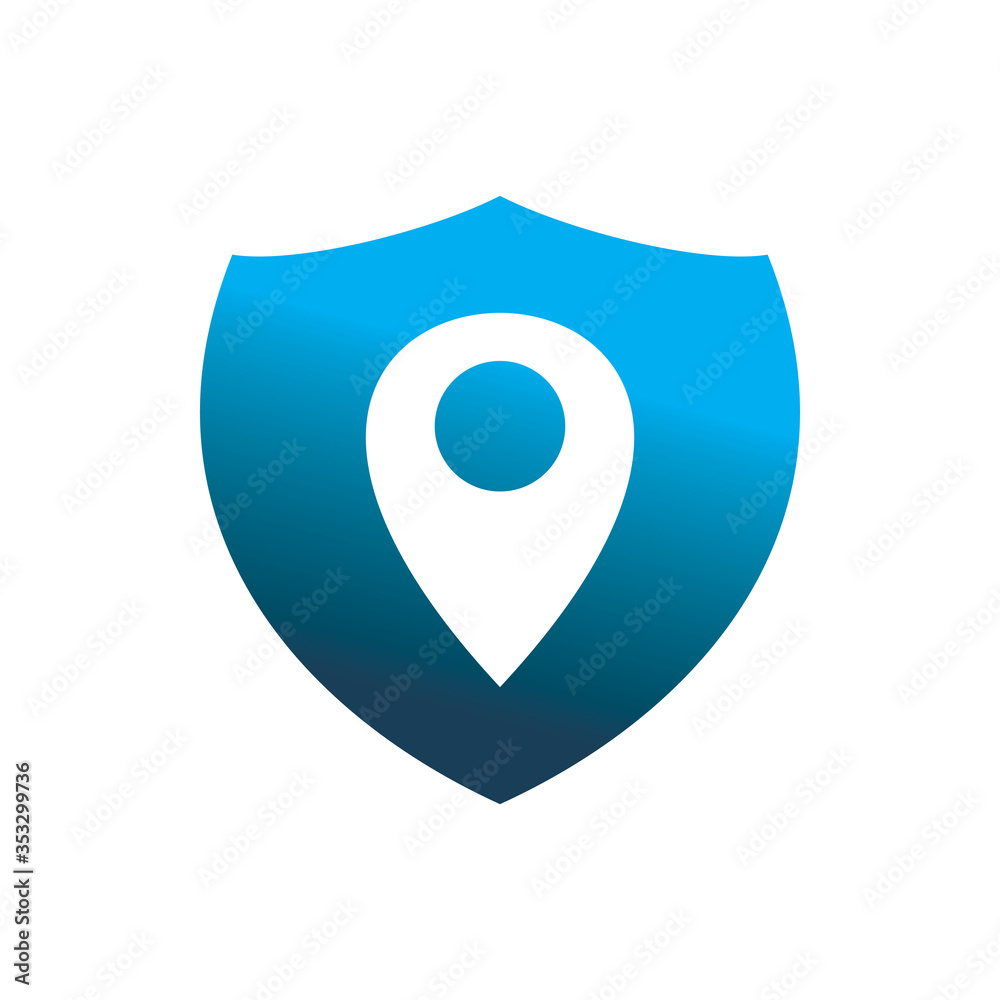 blue color secure shield pin map logo design blue color secure shield pin map logo design