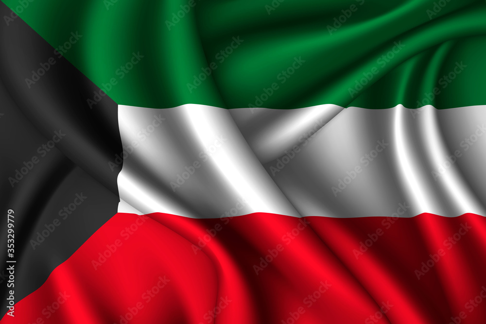 kuwait National flag of silk Template for your design kuwait National flag of silk Template for your design