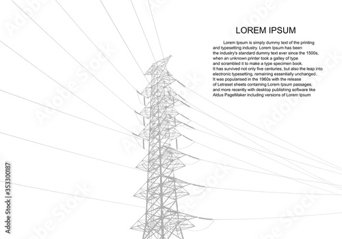 Vector. Electric power system. presentation, and advertisement. The picture shows a network of interconnected electrical systems in all areas. Symbols, steps for successful business planning Suit