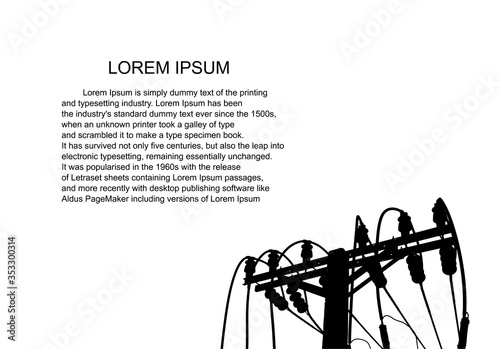 Vector. Electric power system. presentation, and advertisement. The picture shows a network of interconnected electrical systems in all areas. Symbols, steps for successful business planning Suit