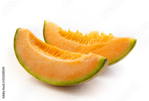 fresh cantaloupe melon isolated on white background