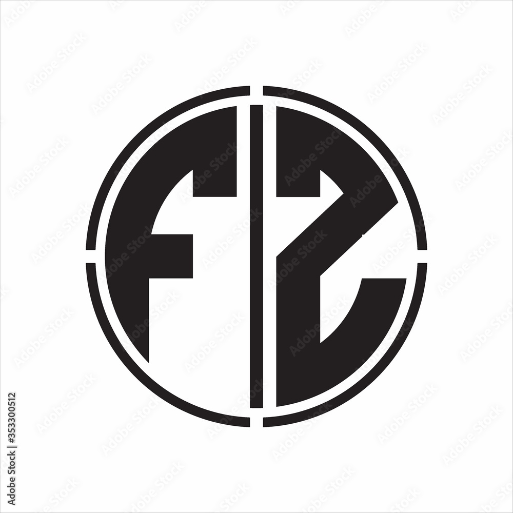 FZ Logo initial with circle line cut design template on white background