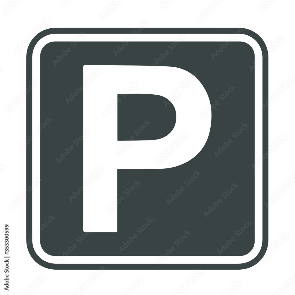 parking sign with border isolated on white background