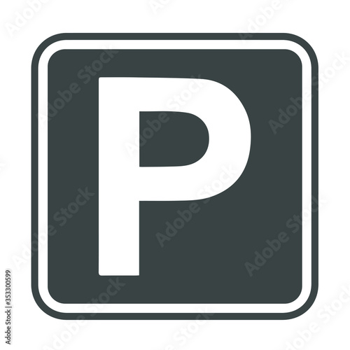 parking sign with border isolated on white background