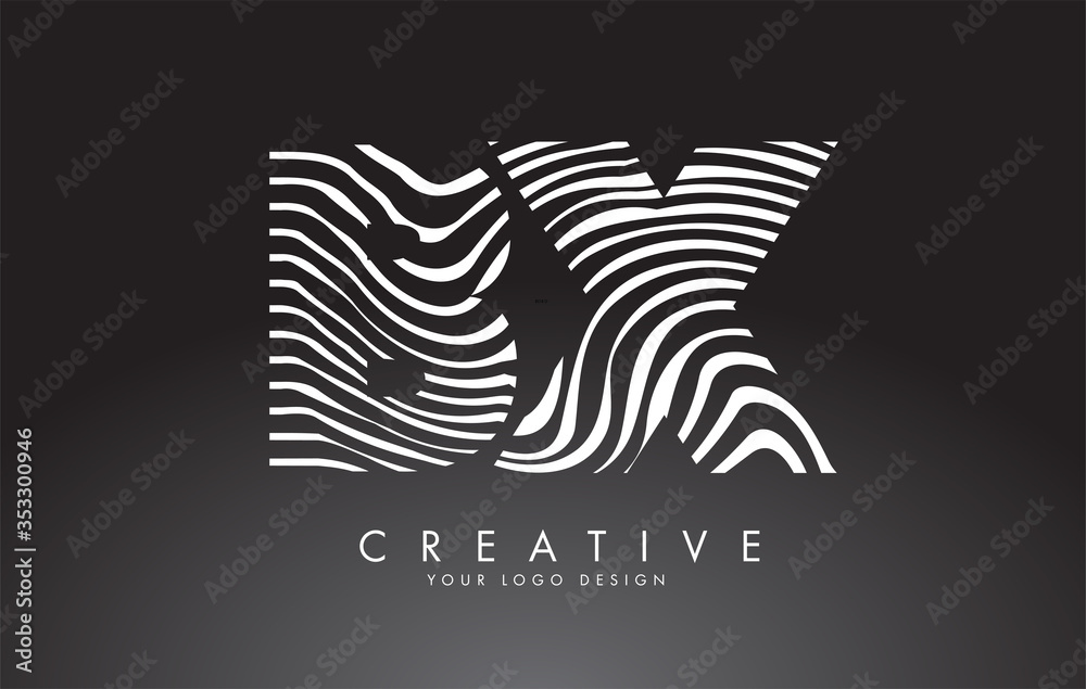 BX B X Letters Logo Design with Fingerprint, black and white wood or ...