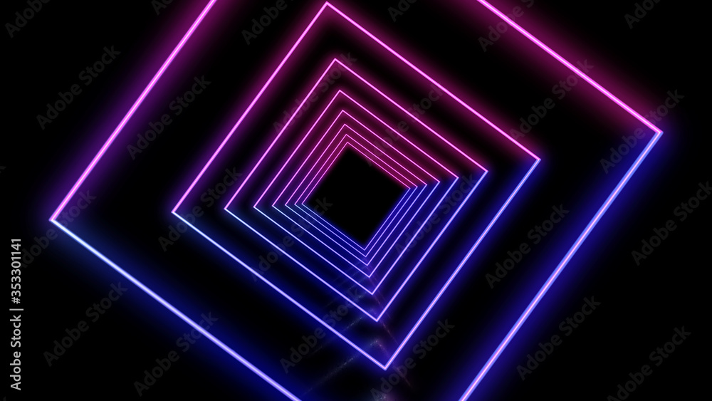 Rotated squares on the black background. Rotated squares on the black background.