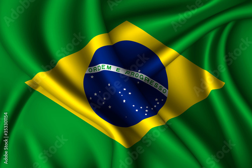 Brazil national flag of silk. Template for your design