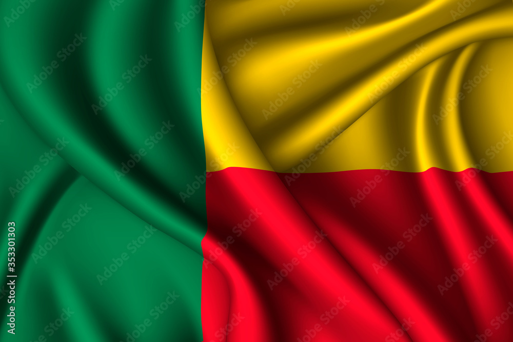 Obraz premium Benin national flag of silk. Template for your design