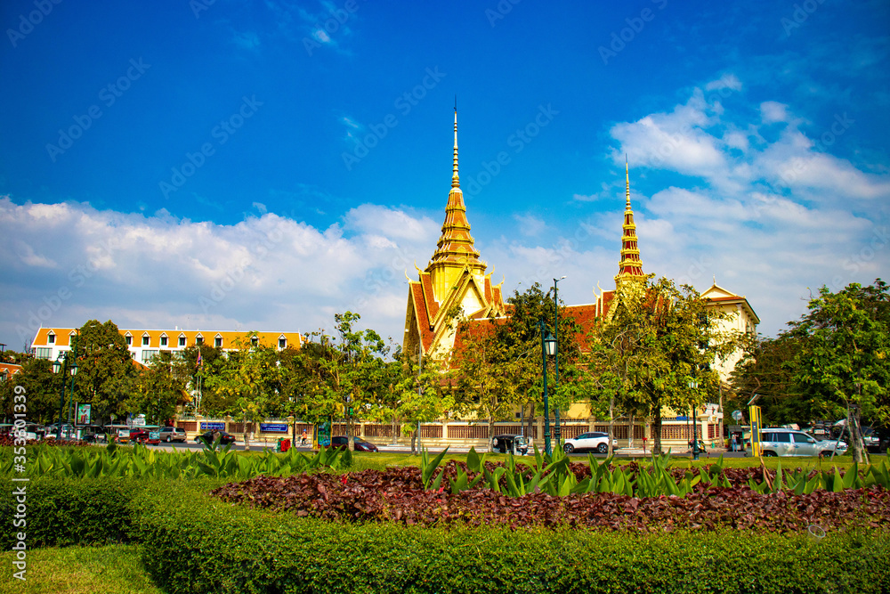 Naklejka premium A beautiful view of Real Palace at Phnom Penh, Cambodia.