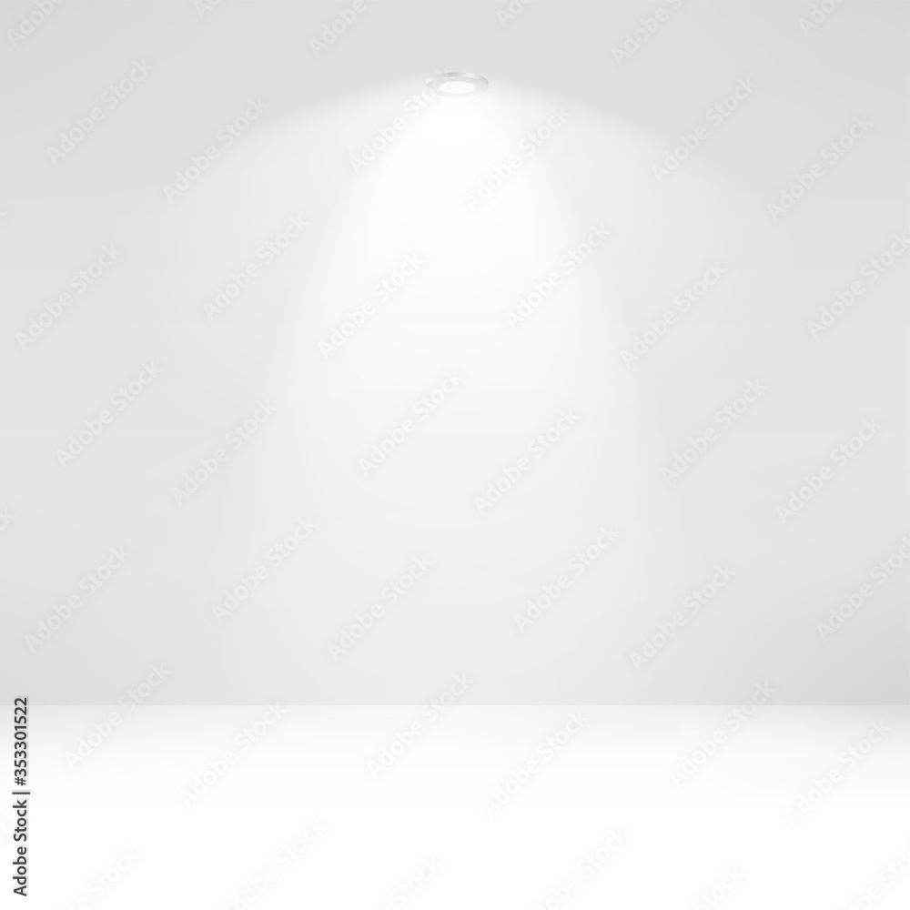Obraz premium Stage illuminated with light on white background. Vector.
