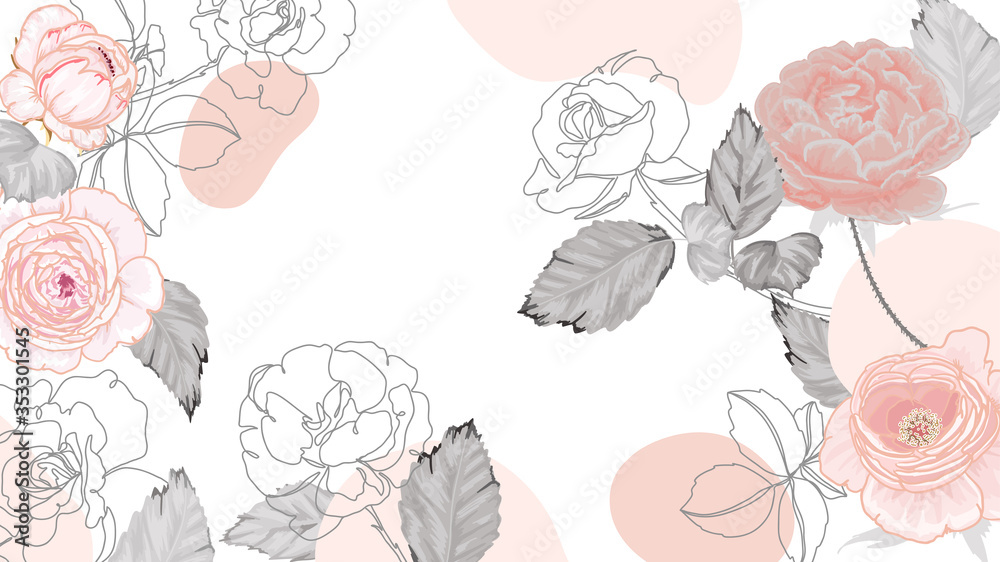 Trendy Abstract background with Shapes and floral element in Neutral Tones. Modern geometric vector for create stationary, Wrappers, posters, blogs, wallpapers. Vector illustration.