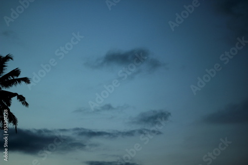 little black clouds in the blue sky