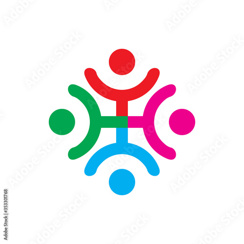 creative full color group flower center people logo design