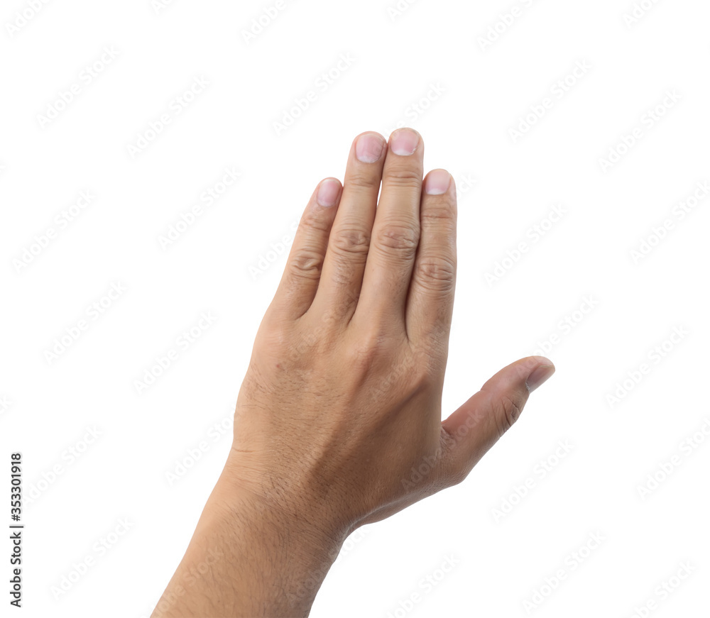 left man hand and five finger isolate on white background left man hand and five finger isolate on white background