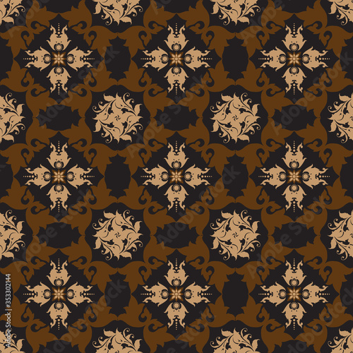 Beautiful Tradisional batik floral pattern with elegant mocca color design