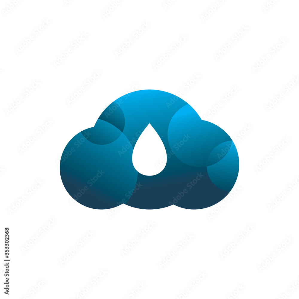 blue color water drop cloud logo design