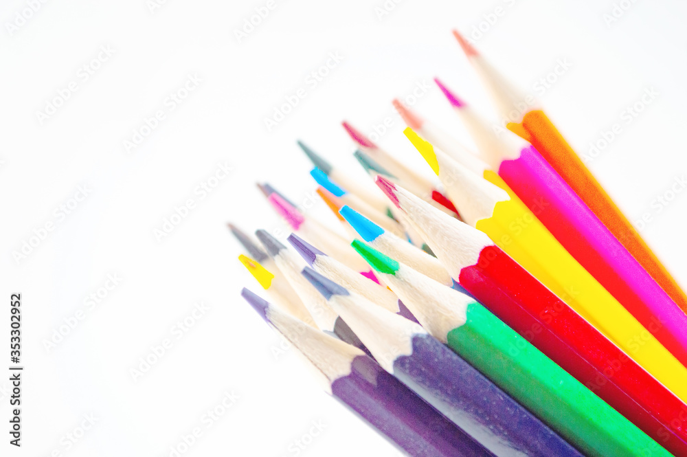 colorful color pencil isolated on white background