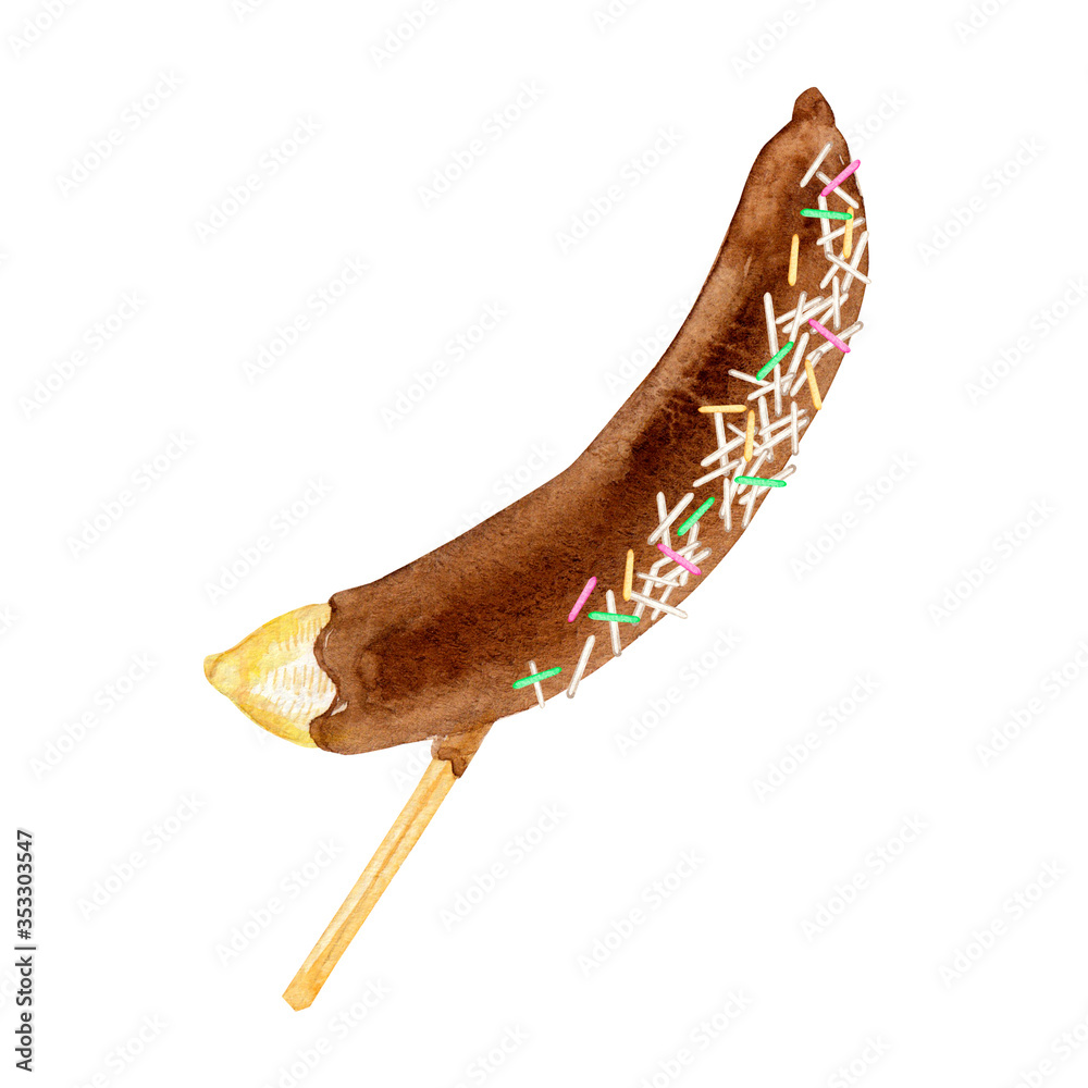 チョコバナナ 縁日 屋台 食べ物 水彩 イラスト Stock Illustration Adobe Stock