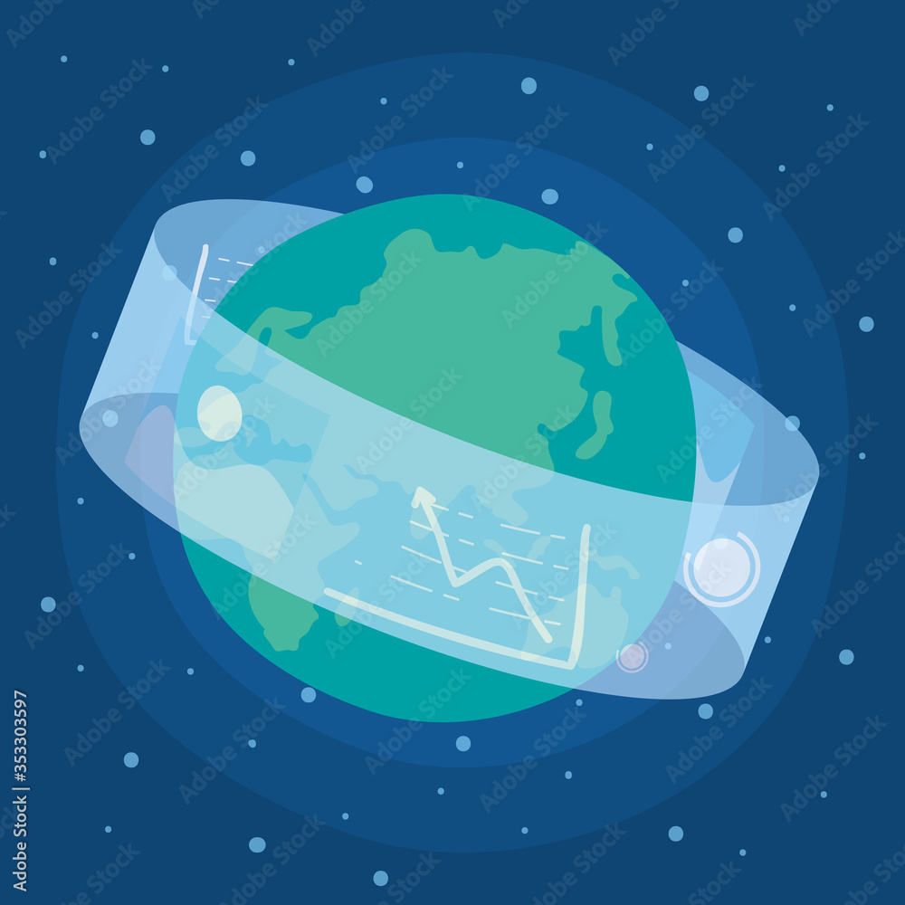 Fototapeta premium reality virtual tech display interactive with earth planet