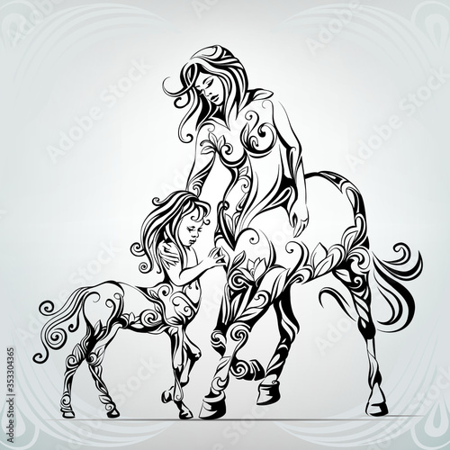 Mother and child centaurs in the ornament