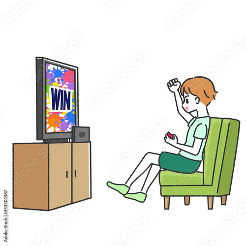 Children playing video games in the room