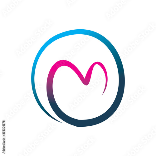 letter m circle color line logo design