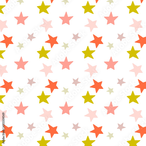 Seamless pattern with stars on white background.Design template for wallpaper fabric wrapping textile