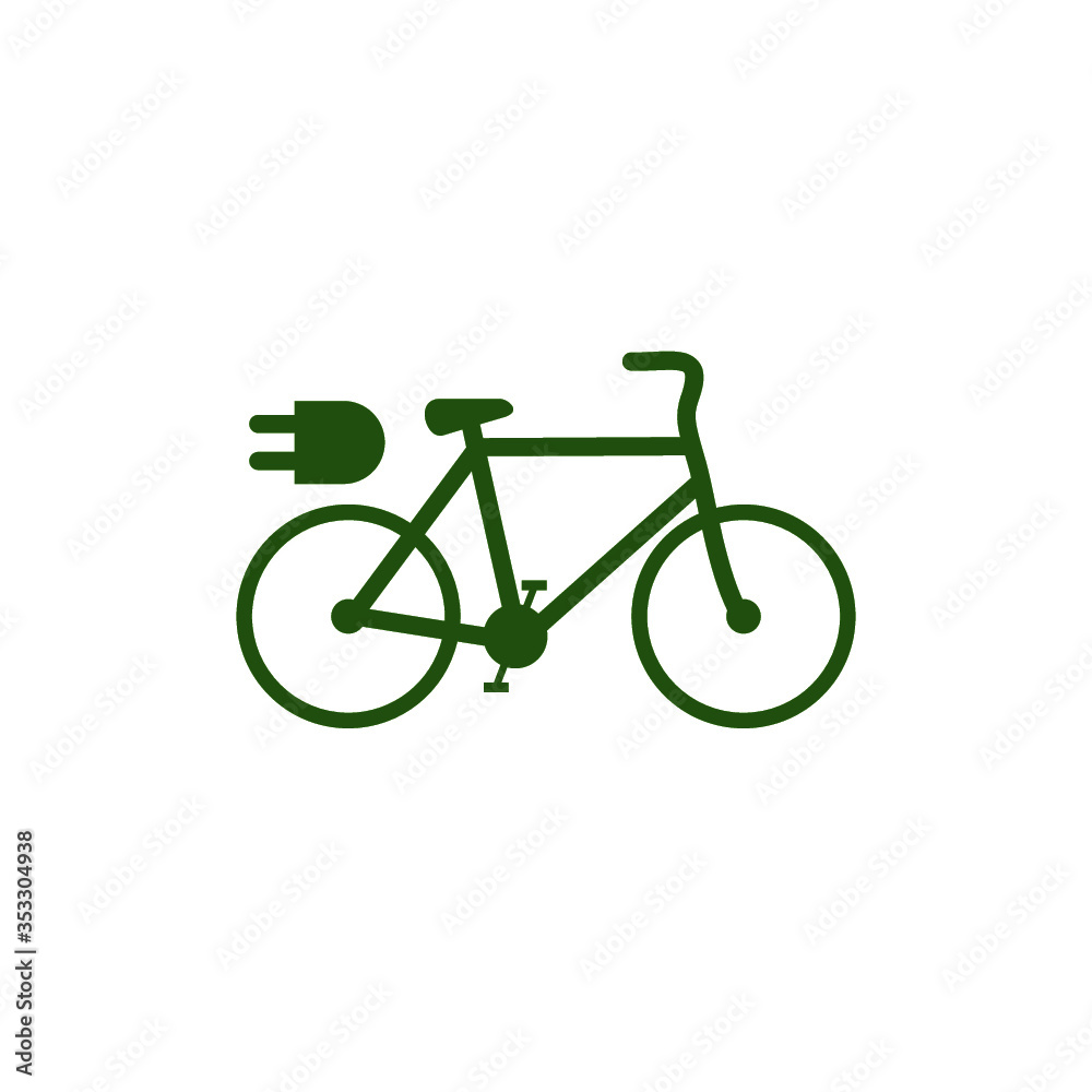 Fototapeta premium Green Electric bike or e-bike logo design isolated on white background