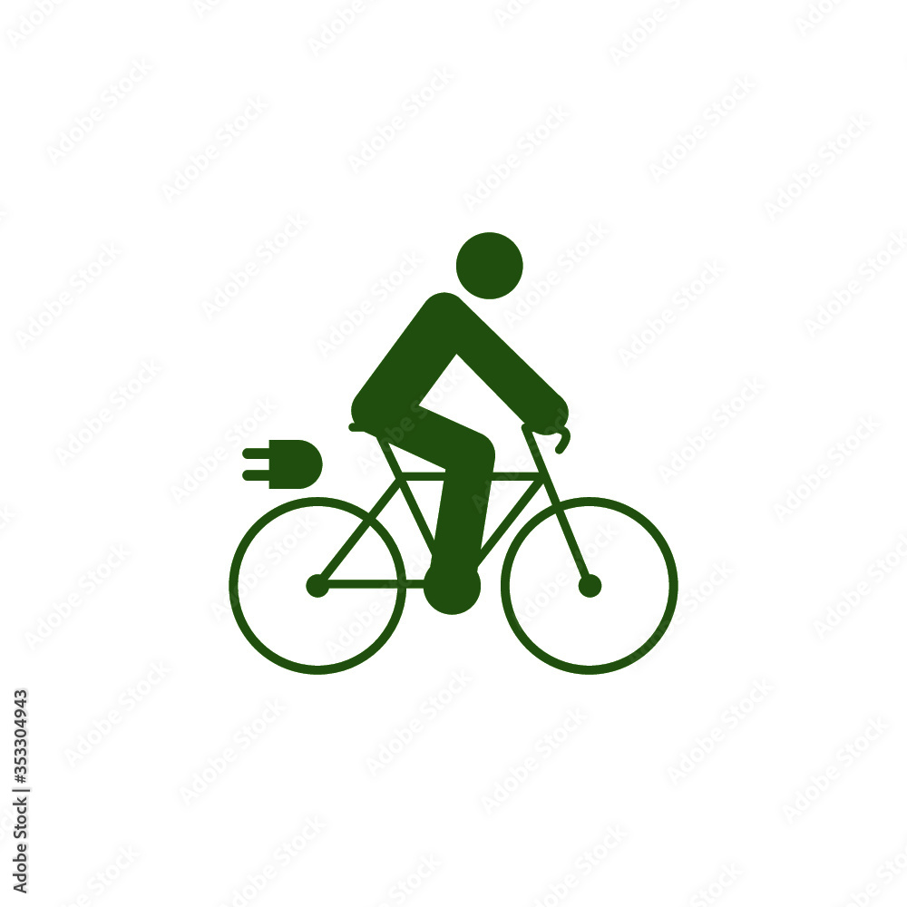 Green Electric bike or e-bike logo design isolated on white background Green Electric bike or e-bike logo design isolated on white background