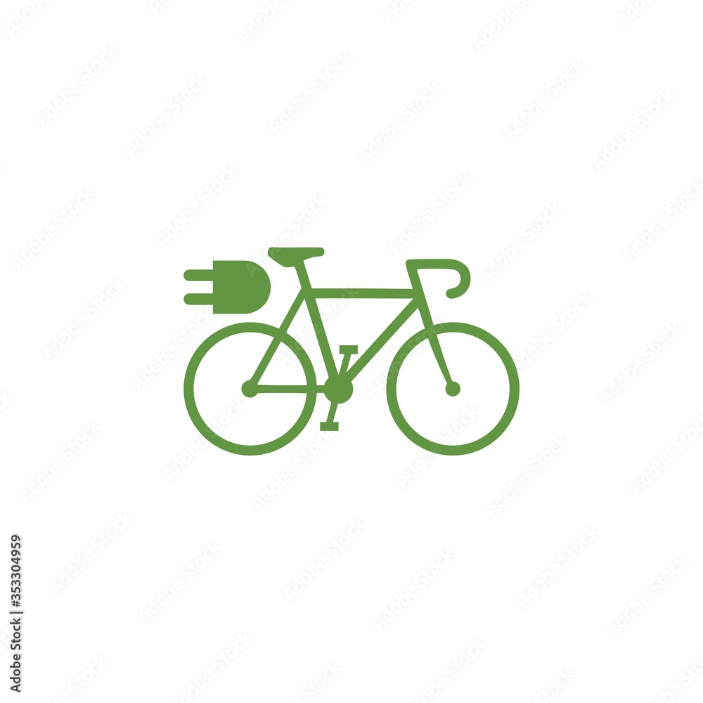 Green Electric bike or e-bike logo design isolated on white background Green Electric bike or e-bike logo design isolated on white background