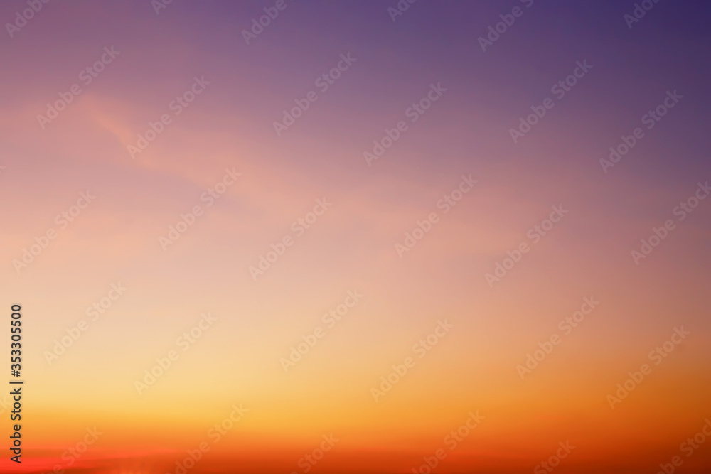Beautiful background image of colorful twilight sky and clouds in tropical summer season.