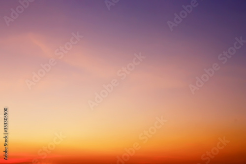 Beautiful background image of colorful twilight sky and clouds in tropical summer season.