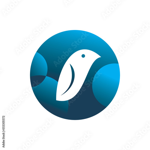 blue circle bird logo design
