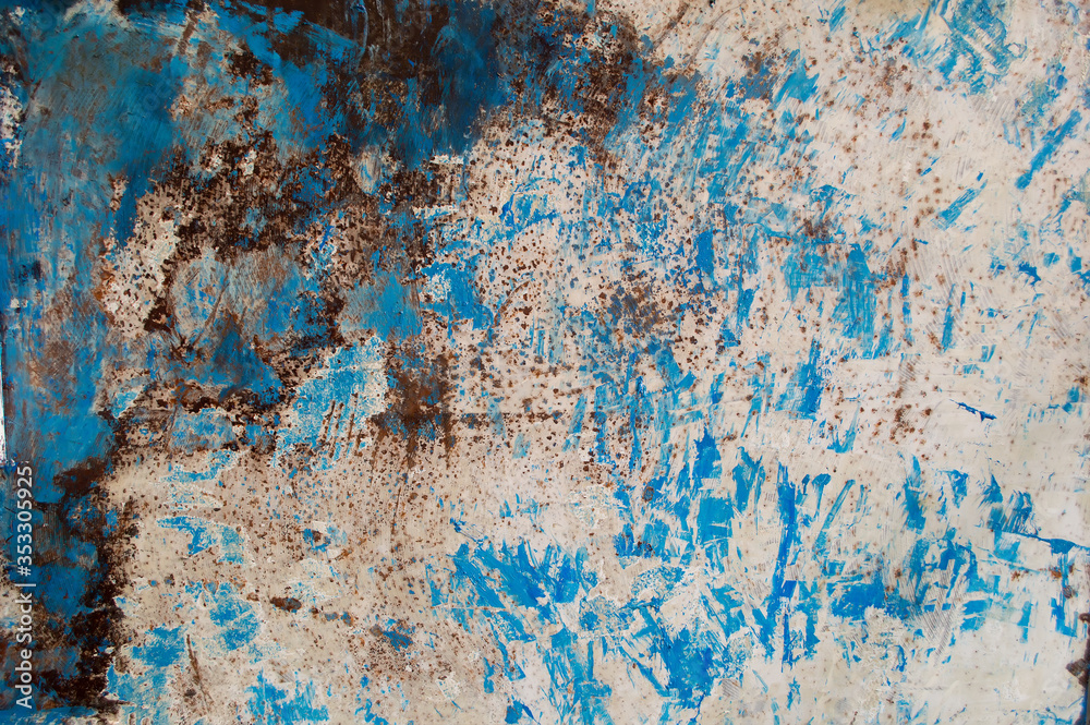 blue old rusty Scratched steel texture