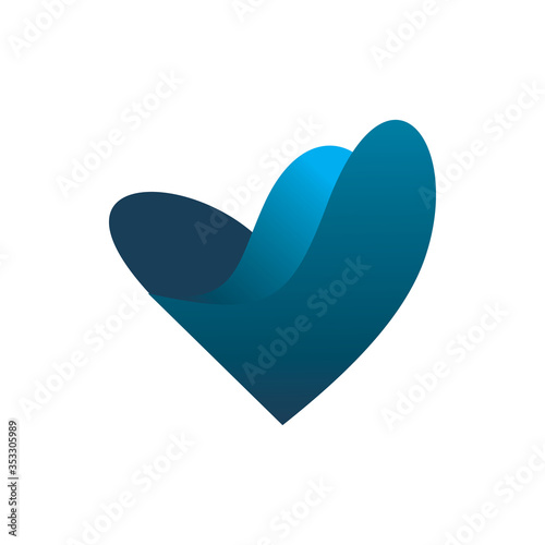 blue color love hearth logo design