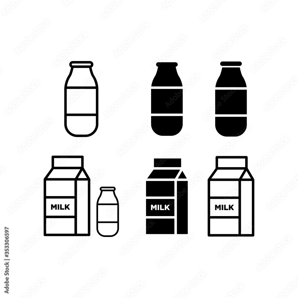 Milk Bottle and box icon Milk Bottle and box icon