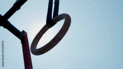 gymnastic rings details before a crossfit competition photo