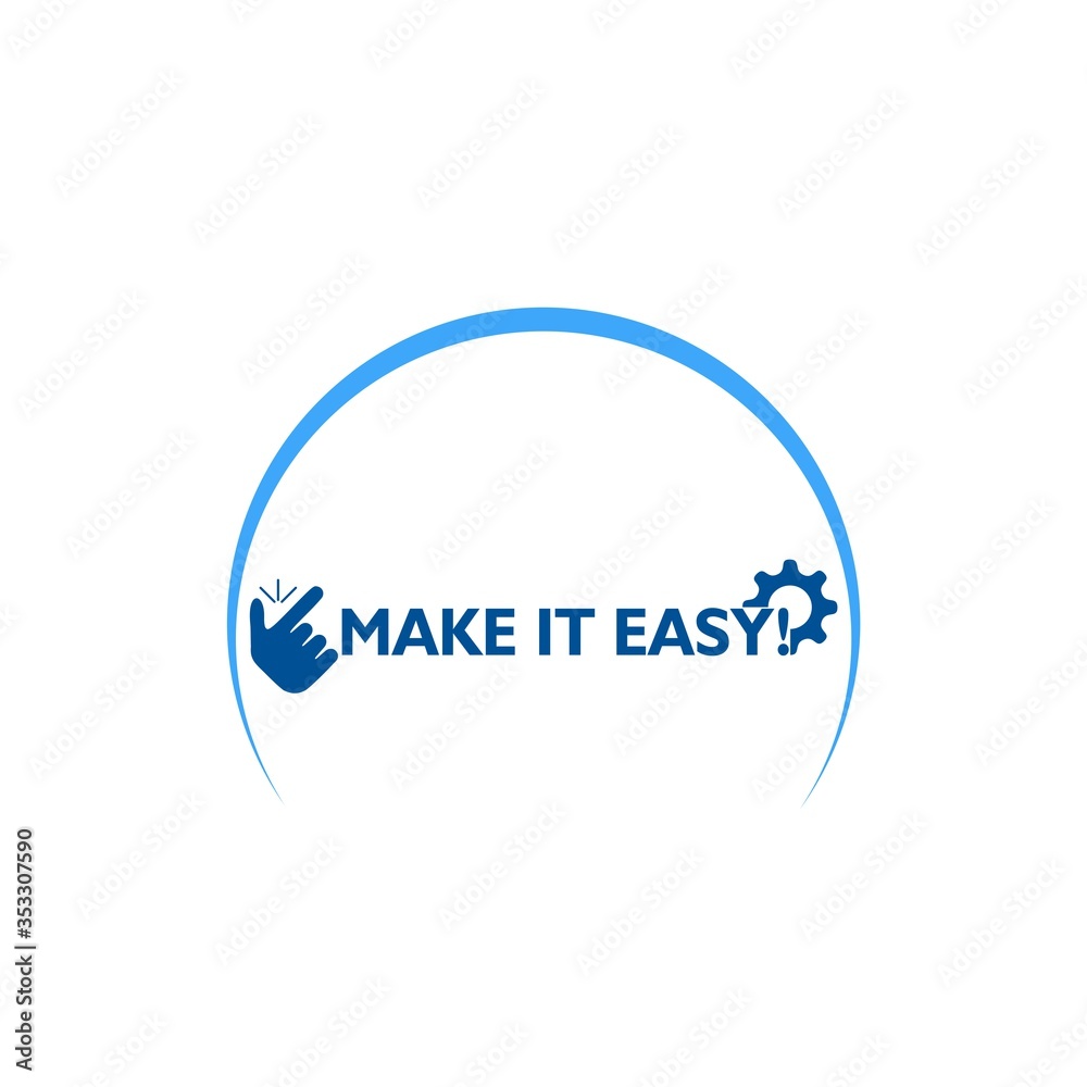 Word writing text Make It Easy icon isolated on white background. Snap finger like easy logo. Word writing text Make It Easy icon isolated on white background. Snap finger like easy logo.